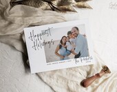 minimalist family holiday card, holiday card, minimalist christmas card, modern christmas card, modern script, printable, editable template