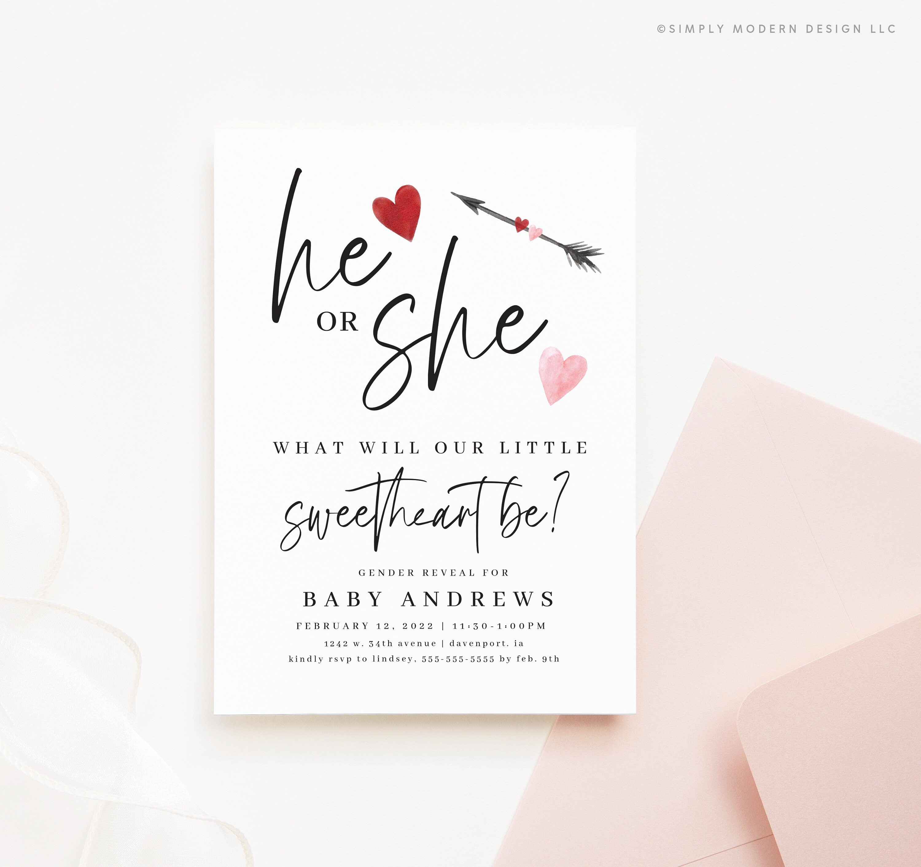 Valentine Gender Reveal Invitation What Will Our Little Etsy