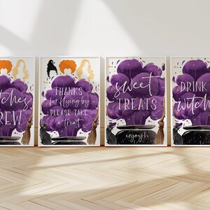 Skyltar till Halloween-häxfest, häxdryck, gåvor, godis, häxbryggning (direktnedladdning) HCPS