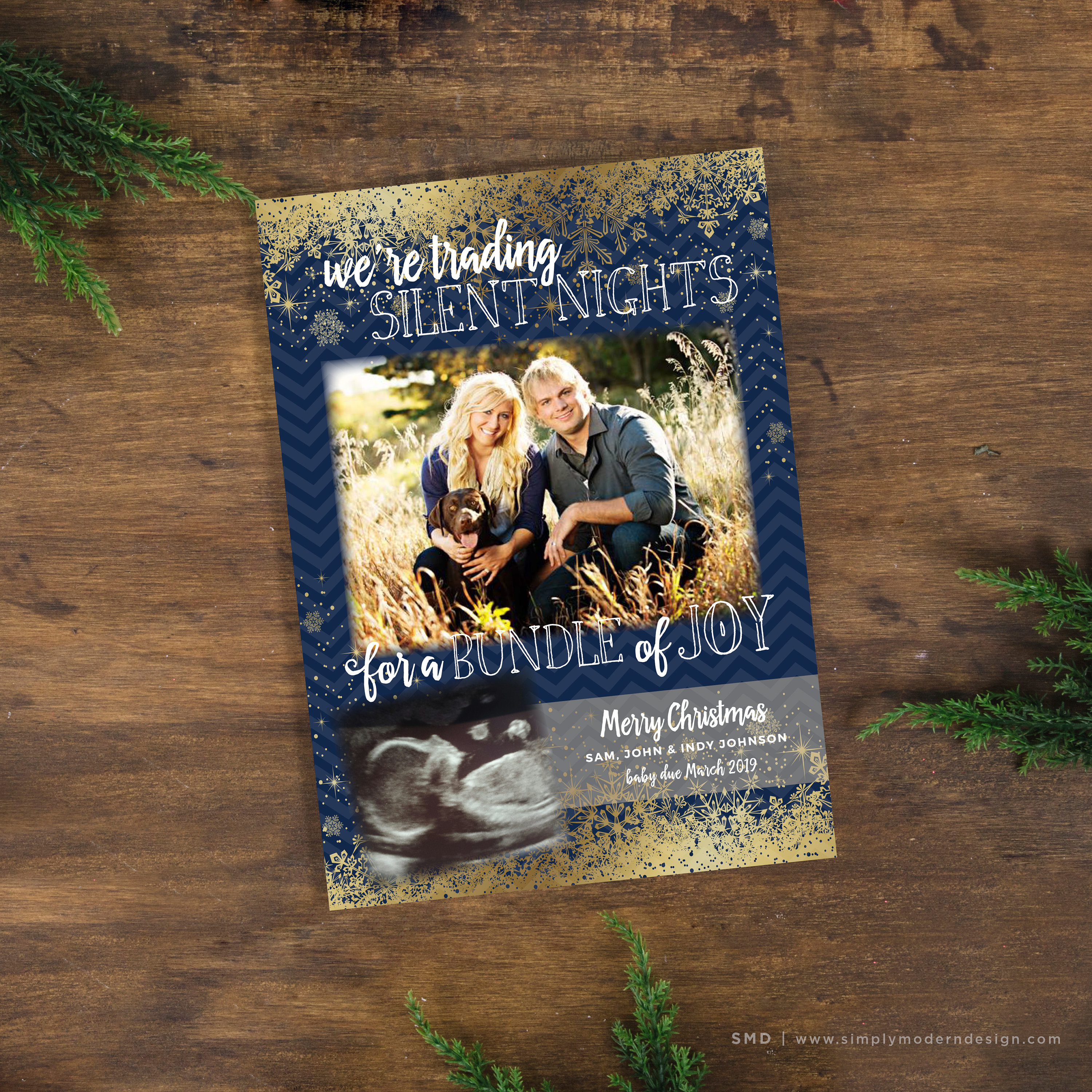 holiday card christmas card pregnancy announcement new Etsy