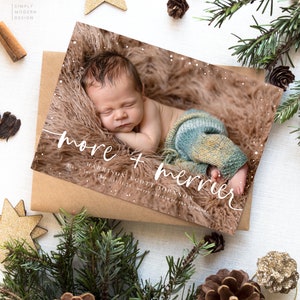 Faire-part de naissance de Noël minimaliste, plus on rit, minimaliste, faire-part, carte de style moderne, imprimable, cartes imprimées, HC