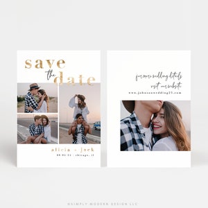 modern multi-photo save the date, unique save the date, save the date card, wedding save the date, editable template, minialistic wedding