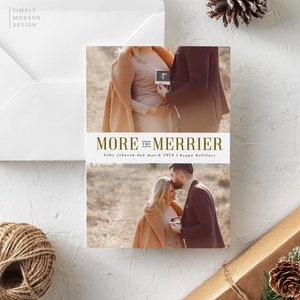 Je mehr Merrier Schwangerschaftsmitteilung, desto lustiger die Merrier, Weihnachten Schwangerschaftsmitteilung, Winter Babymitteilung, bedruckbar, bearbeitbar