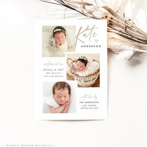 faire-part de naissance minimaliste, faire-part de naissance, nouveau bébé, c&#39;est une fille, c&#39;est un garçon, faire-part, modèle imprimable et modifiable