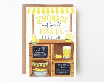 Lemonade Stand Birthday Invitation, Lemonade Party, Lemonade Birthday ...