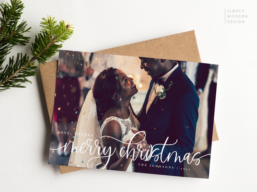 Custom Christmas & Holiday Cards, 5x7 Greeting Card, Matte, Blank Envelope, Modern Rustic Holiday Love Photo Collage