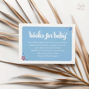 minimalistische 4 juli-boeken voor baby-insteekkaart, patriottisch thema, babyshower juli, babybibliotheek, instant download, 3,5 x 5, J4RWB
