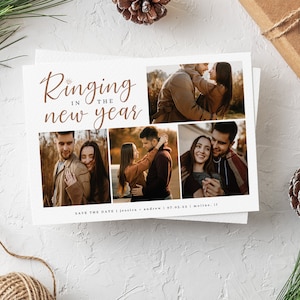 Das neue Jahr einläuten Save the Date, Hochzeit Save the Date Karte, Neujahr einladen, Save the Date, druckbare, bearbeitbare Neujahrskarte