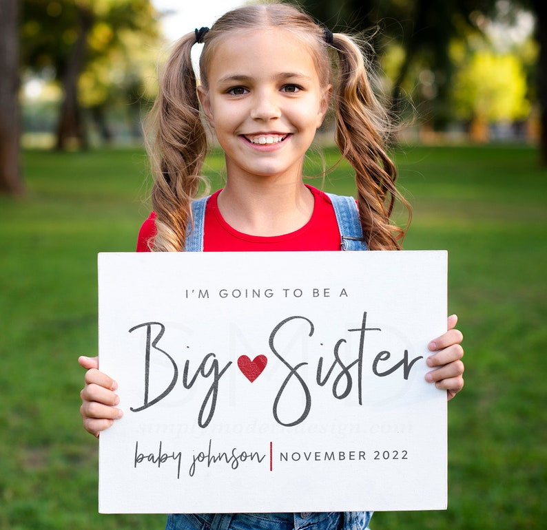 Big Sister Pregnancy Announcement Sign Modern Big Sister | Etsy