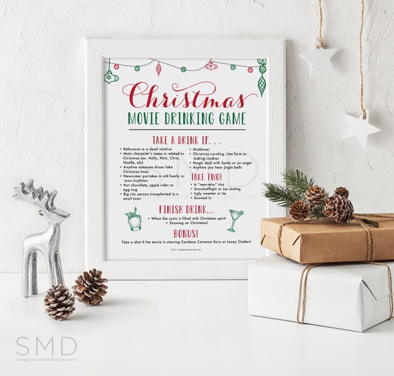 Christmas Movie Drinking Game Holiday Movie Drinking Game - Etsy