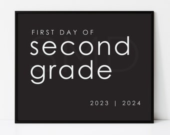 Panneau premier jour de la deuxième année, premier jour d'école à imprimer, panneau de retour à l'école, panneau de l'enseignant, dernier jour, FDS, TÉLÉCHARGEMENT IMMÉDIAT