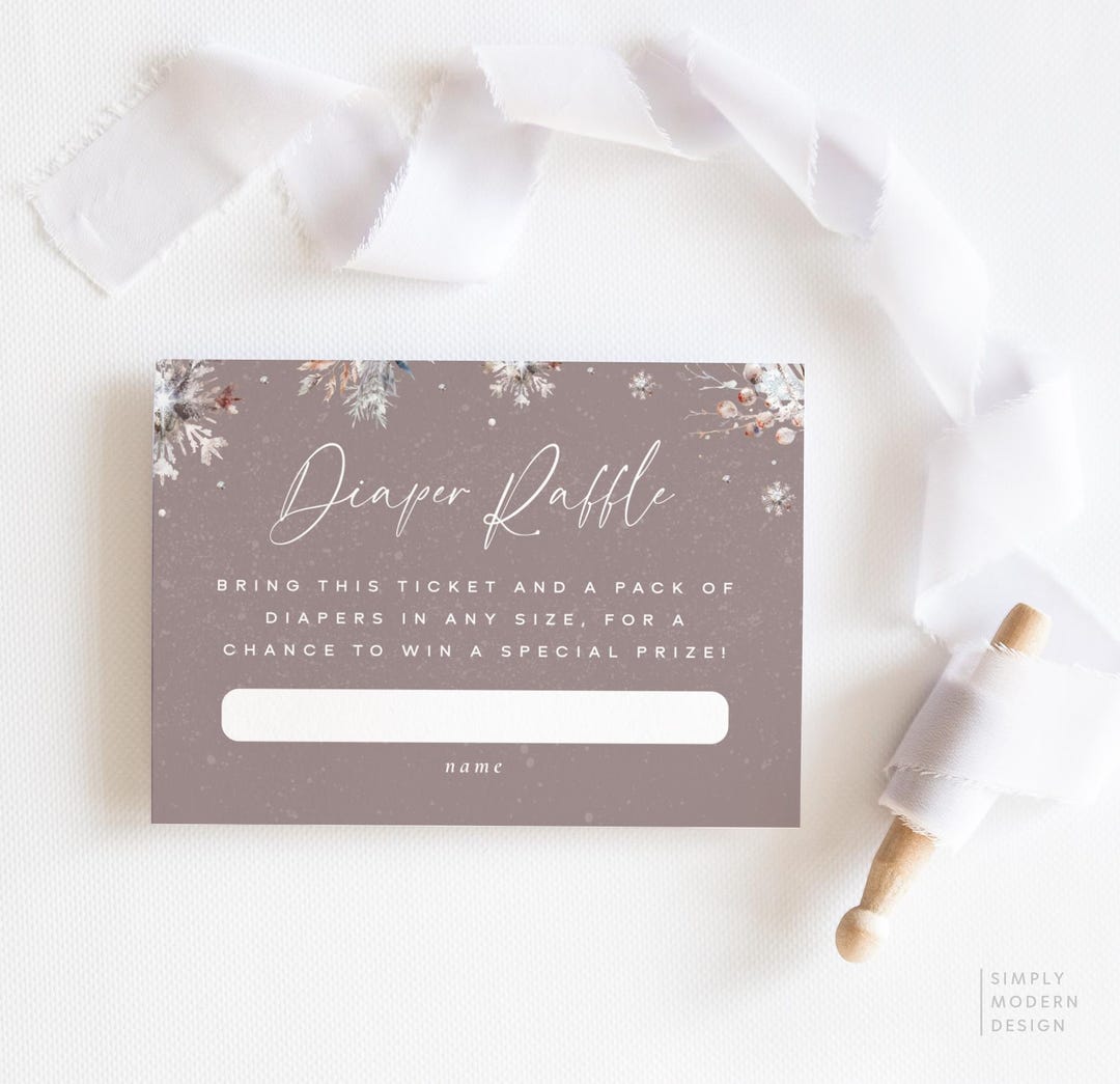 Mauve Winter Boho Diaper Raffle Ticket, Winter Diaper Raffle Insert ...