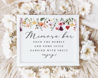 Wildflower Mimosa Bar Sign, Momosa, 8x10 Printable (Instant Download) WFL