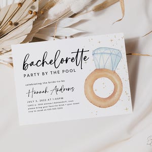 pool bachelorette party invite, engagement pool party, bridal shower pool party, party by the pool invitation, pool float, editable template
