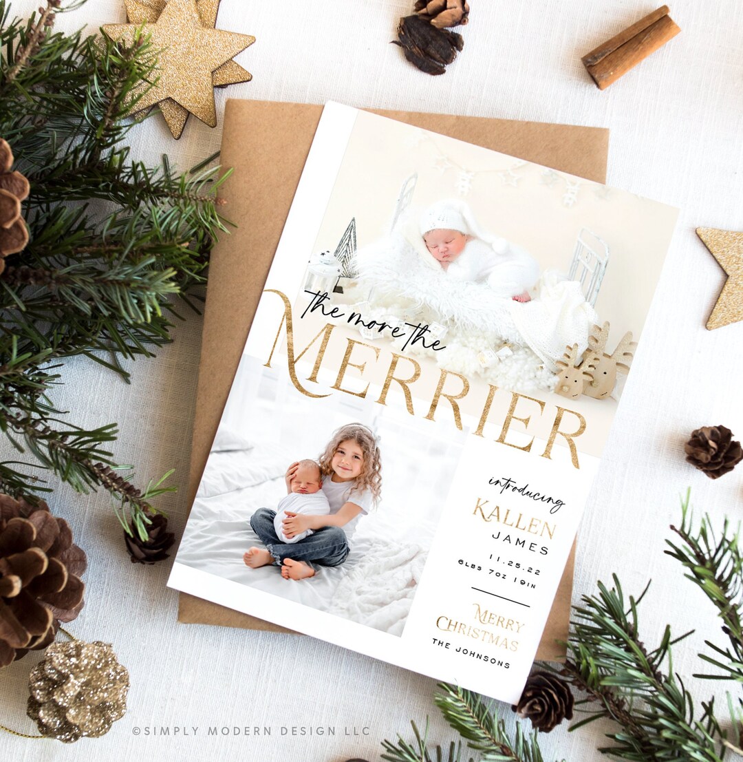 Minimalist Birth Announcement, Christmas Birth Announcement, Holiday