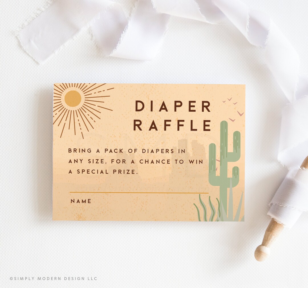 Boho Desert Diaper Raffle Ticket, Cactus Diaper Raffle, Fiesta Baby ...