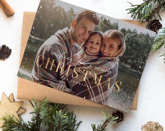 minimalist holiday christmas card, modern seasonal photo card, minimalistic family christmas card, editable holiday card, editable template