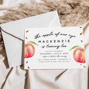 apple birthday party editable invitation, apple of our eye, apple picking birthday, apple theme birthday party, instant download, APL