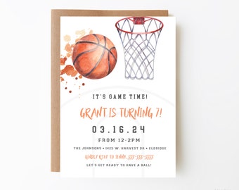basketball party invitation, march madness, minimalist, basketball birthday, sports theme, basketball digital, editable invite, BBLL