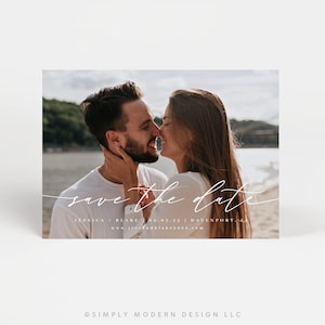 elegant save the date, elegant script photo save the date, wedding invitation, digital save the date, classic, editable save the date