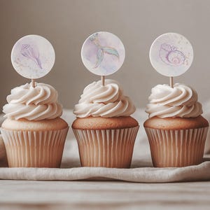 mermaid cupcake toppers, round cupcake label, mermaid cupcake top, under the sea birthday, mermaid tail, instant download, 2 inch round, MMD