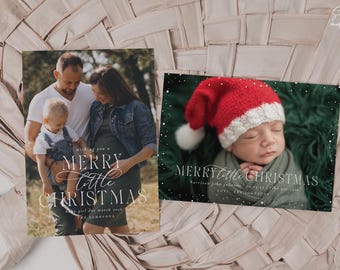 Tarjeta minimalista para anunciar un nacimiento navideño (5x7 vertical, 5x7 horizontal)