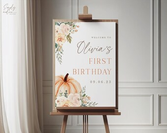 boho rustic orange pumpkin welcome sign, editable, boho pumpkin sign, fall welcome poster, pumpkin yard sign, 16x20, 18x24, 24X36, ORPMP