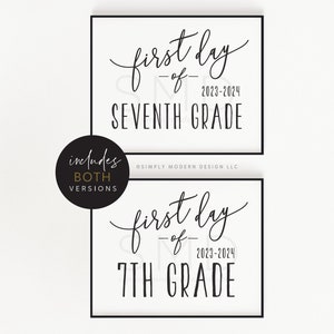 First day of seventh grade sign, 7th grade, first day of school, printable, teacher sign, middle school, junior high, FDS, INSTANT DOWNLOAD