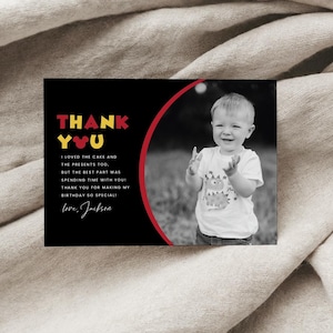 EDITABLE mouse thank you card, photo thank you card, mickey, mouse birthday, kid&#39;s birthday, clubhouse birthday thank you, 5x7, MMS