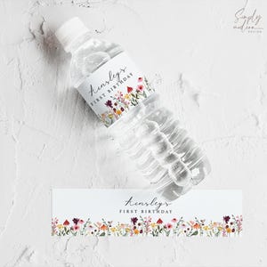 EDITABLE wildflower water bottle labels, wildflower labels, wildflower theme, flower water bottle label, instant download, 2x8, WFL