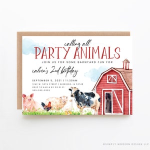 farm animal birthday editable invitation, party animals invitation, farm birthday theme, barnyard birthday, card, instant download, FRM
