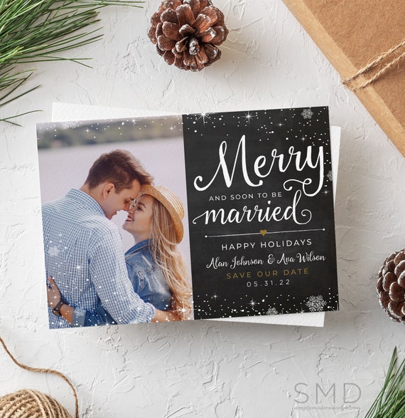 Dte Christmas Basket 2022 Save The Date Christmas Card Merry And Married Married | Etsy Australia