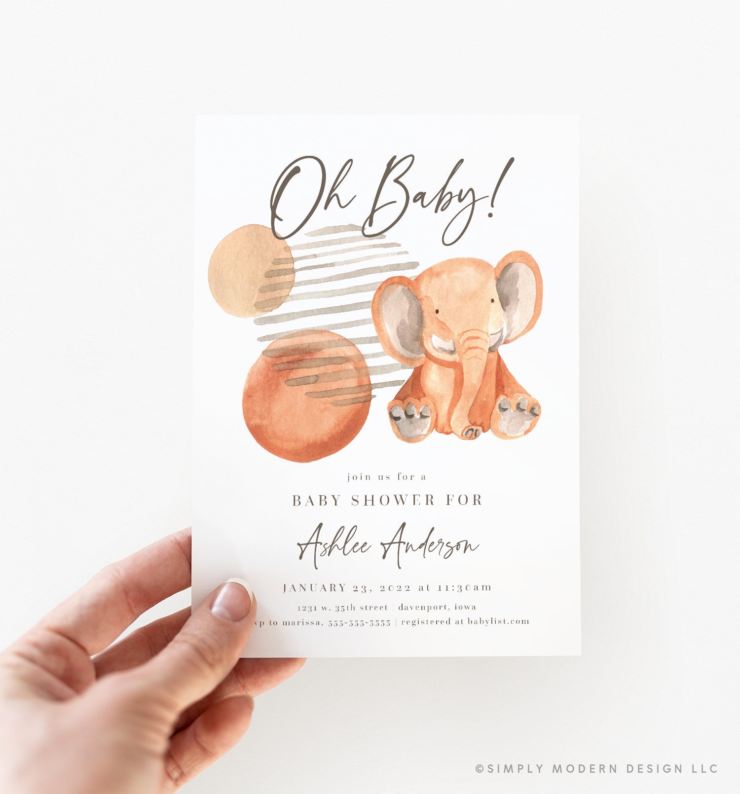 Boho Elephant Baby Shower Invitation Elephant Baby Shower Etsy