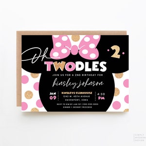 Girl's oh twodles GOLD mouse second birthday invite, editable invitation, gold, boho, 2nd birthday invite, twoodles, instant download, MMS