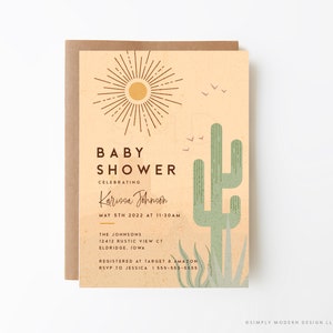 boho desert cactus baby shower editable invitation, cactus editable template, desert baby shower, baby shower brunch, instant download, CTSD