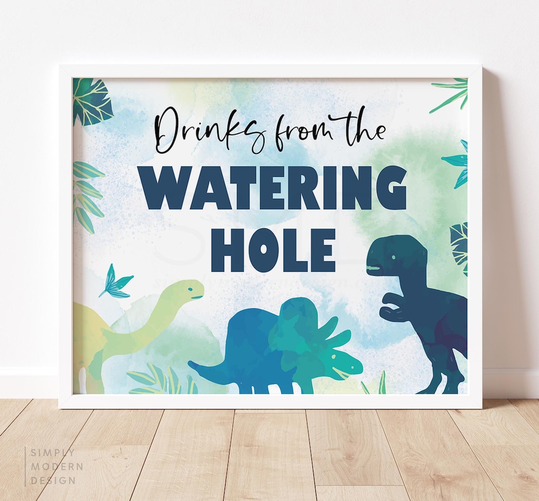 Dinosaur Birthday Watering Hole Sign, Dinosaur Theme, Watering Hole ...