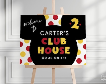 Editable boy's mouse birthday sign, editable sign, twodles welcome sign, clubhouse birthday, mickey welcome sign, welcome yard sign, MMS