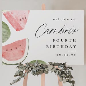 watermelon welcome sign, watermelon party sign, watermelon birthday, editable welcome sign, minimalist welcome, 16x20, 18x24, 24x36, WMLN