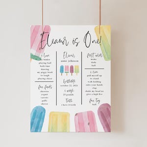 popsicle birthday milestone poster, popsicle theme, summer birthday poster, popsicle first birthday sign, sweets, editable template, PSCL