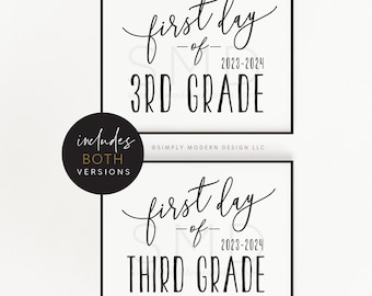 First day of third grade sign, 3rd grade, first day of school, printable, back to school, teacher sign, last day sign, FDS, INSTANT DOWNLOAD
