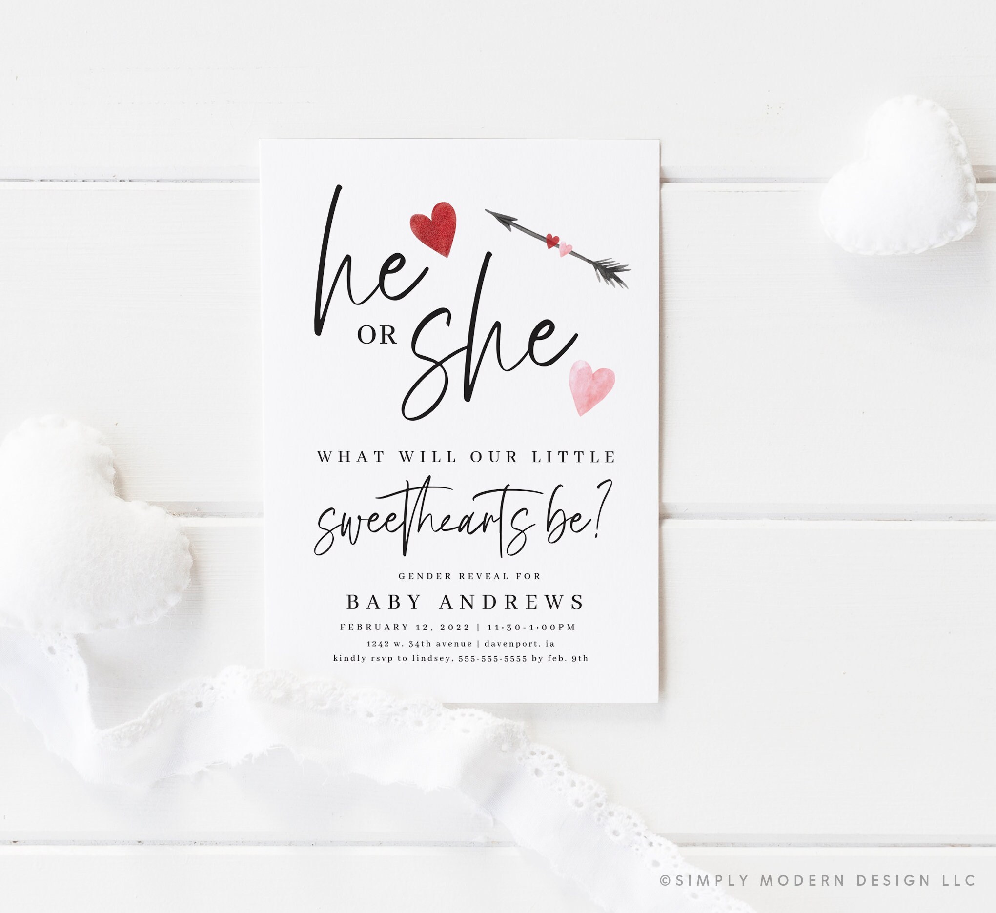 Valentine Gender Reveal Invitation What Will Our Little Etsy