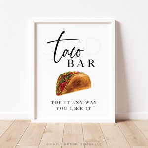 Taco Bar Zeichen, Taco Schild bauen, Fiesta Party, Taco Party, Taco Schild, mexikanische Fiesta, minimalistisch, sofort download, 8x10, STNS