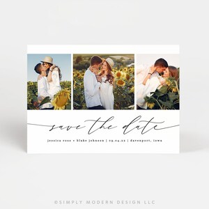 elegant photo collage save the date, elegant script, multi-photo save the date, classic wedding, modern script, editable save the date