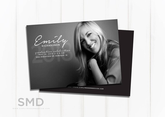 modern simple graduation announcement or invitation etsy