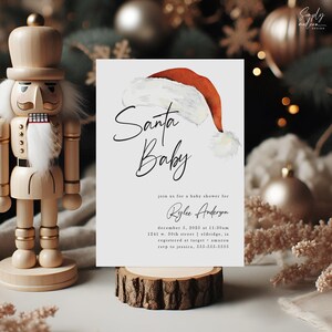 santa baby invitation, santa baby shower invitation, christmas baby shower, santa gender reveal, editable template, instant download, SNBY