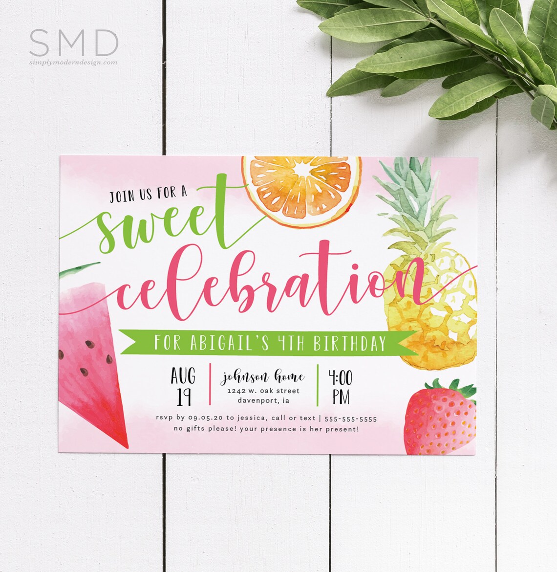 Fruit birthday invitation editable template sweet fruit Etsy