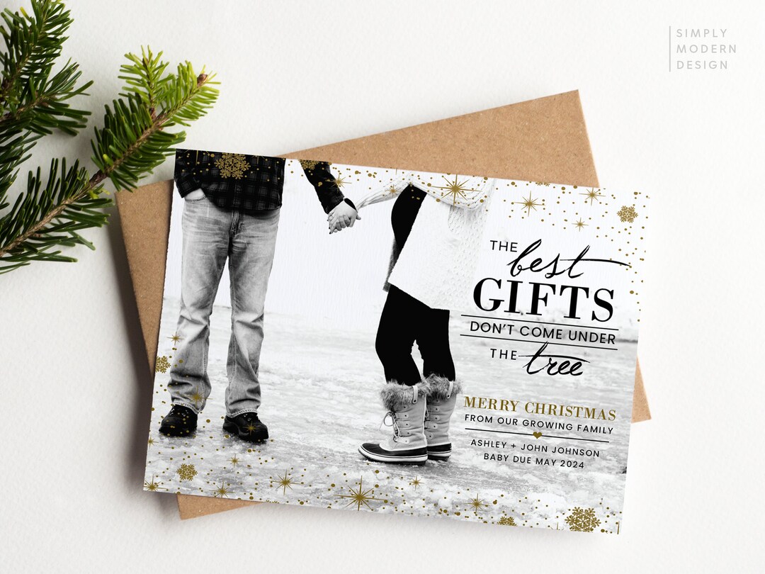 Christmas Pregnancy Announcement Card Holiday Card the Best Etsy