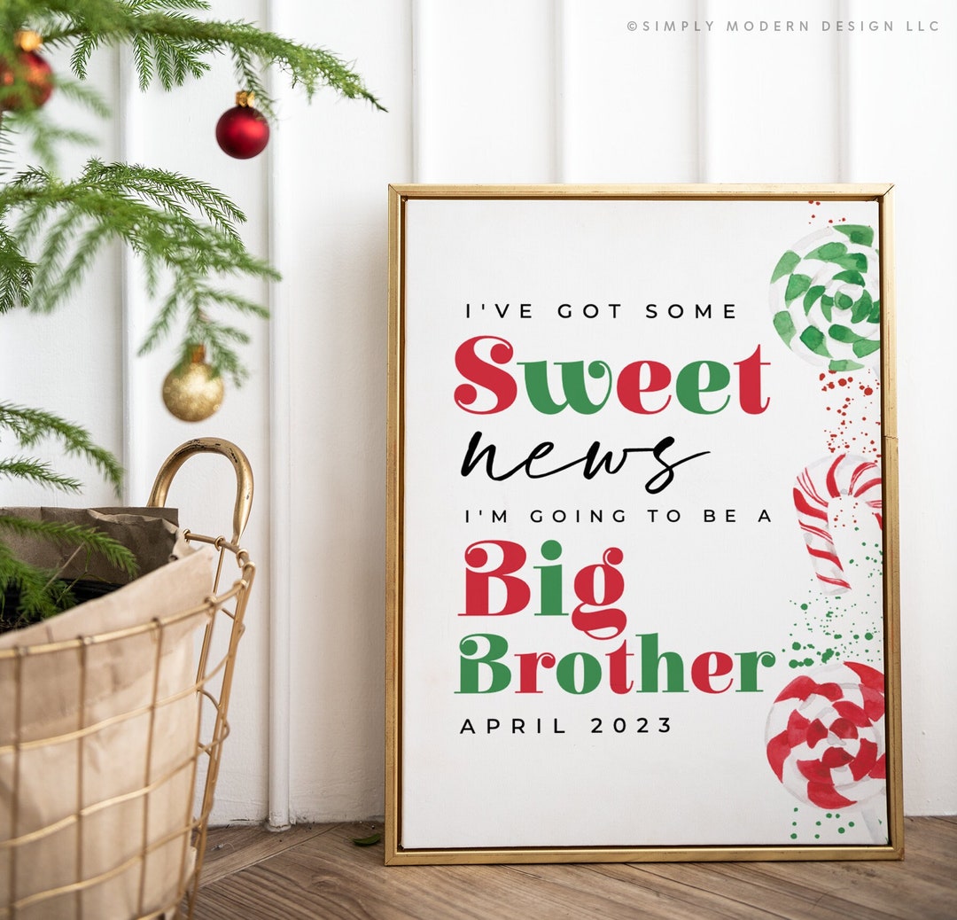 Christmas Candy Pregnancy Announcement Sign, Holiday Big Brother Sign