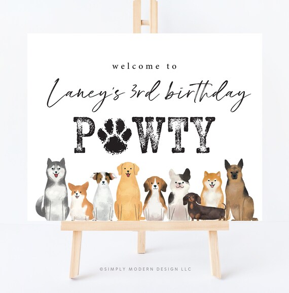 Puppy Birthday Party Welcome Sign Editable Template Puppy - Etsy