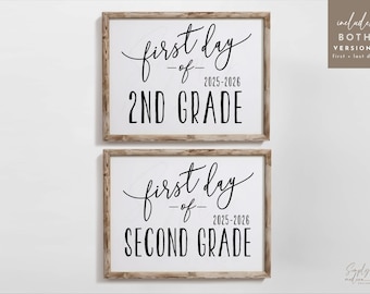 Panneau premier jour de la deuxième année, premier jour d&#39;école, imprimable, retour à l&#39;école, panneau de l&#39;enseignant, 2e année, dernier jour, FDS, TÉLÉCHARGEMENT IMMÉDIAT